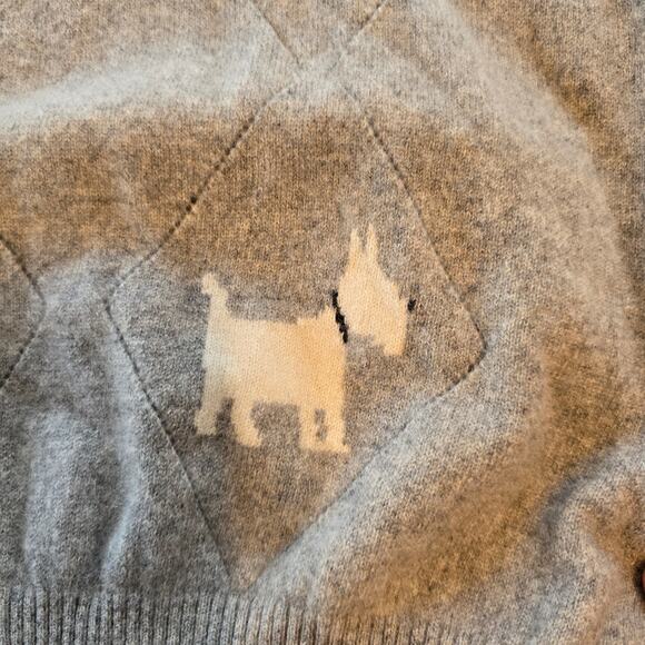 Adorable Scottie Dog Sweater Women's XS/S Gray White Argyle Cashmere? Academia - Picture 5 of 7